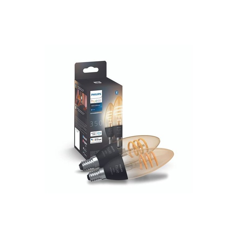 Pack de 2 ampoules connectées Philips Hue Ambiance Filament flamme E14 - vue 2