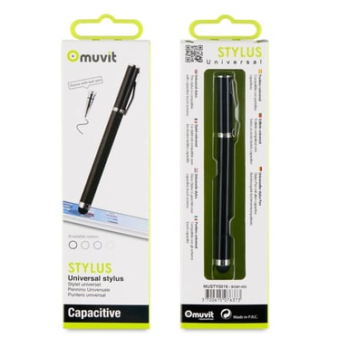Stylet pour Écrans Capacitifs avec Embout Amovible et Fonction Stylo Noir