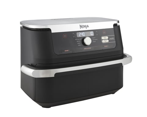 Ninja AF500EU Freidora Doble 10.4 L Autónomo 2470 W Freidora de Aire Caliente Negro, Acero Inoxidable