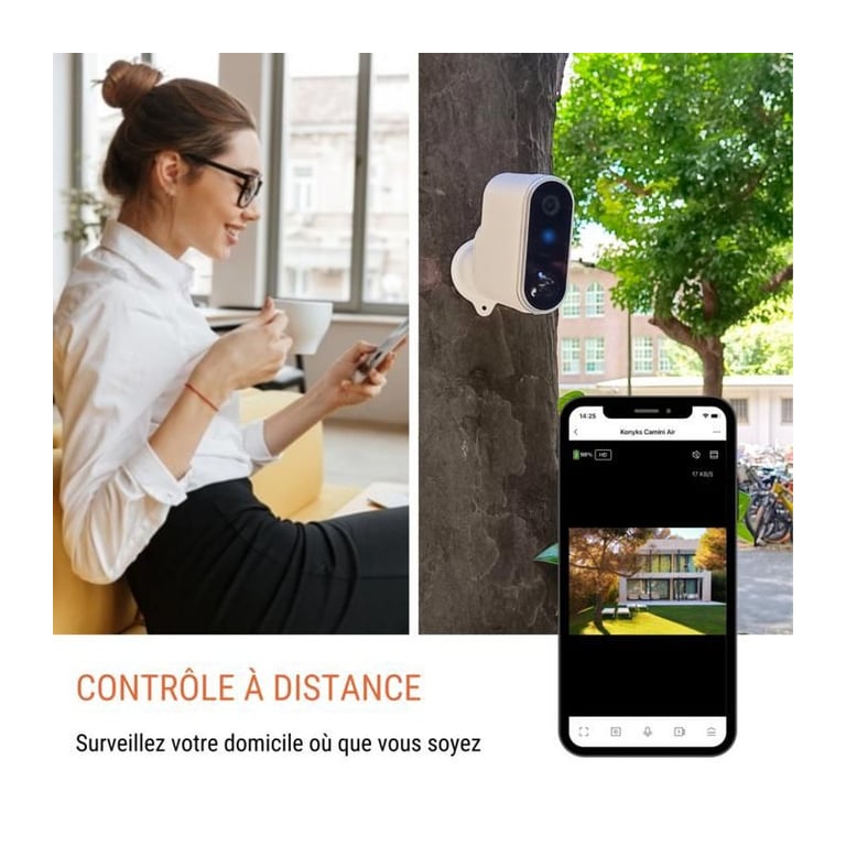 Caméra de surveillance extérieure sans fil avec panneau solaire Konyks Camini Air 2 Solar - vue 4
