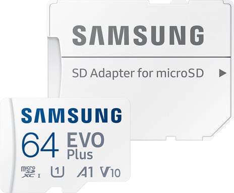 Samsung Tarjeta de memoria MicroSD de 64 GB Clase 10 Evo Plus 100 Mb/s Modelo Blanco