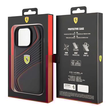 Custodia in pelle per iPhone 15 Pro con logo Twist in metallo