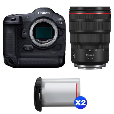 Appareil photo hybride Canon EOS R3 + RF 24-70mm f/2.8 L IS USM + 2 Canon LP-E19 + Ebook ''20 astuces pour des images qui claquent''