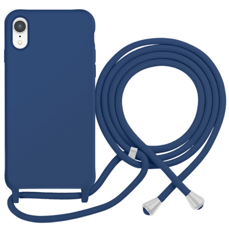 MOXIE Coque pour iPhone XR en TPU Premium Color Lace avec Cordon Tour de Cou Bleu marine