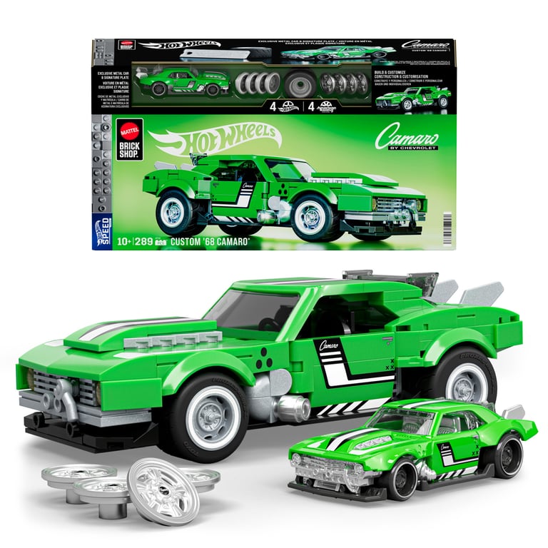 Mattel Brick Shop Hot Wheels Coffret de Construction Custom Camaro 1968 de Mattel Brick Shop série Speed avec 289 pièces pour les collectionneurs adultes et enfants à partir de JFT16