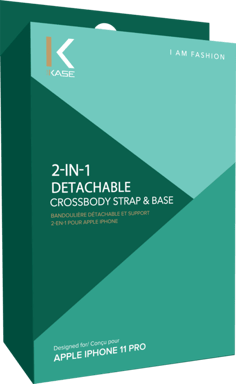 Bandolera desmontable y soporte 2 en 1 para Apple iPhone 11 Pro, verde musgo