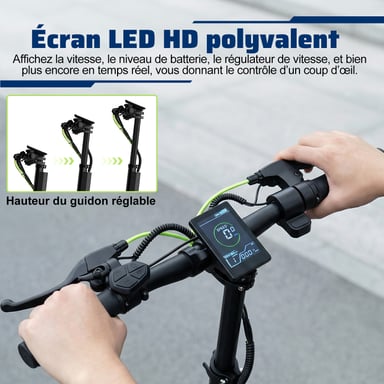 Trottinette électrique pliable TODIMART D8 avec double suspension et écran LED, batterie 48 V 18,2 Ah