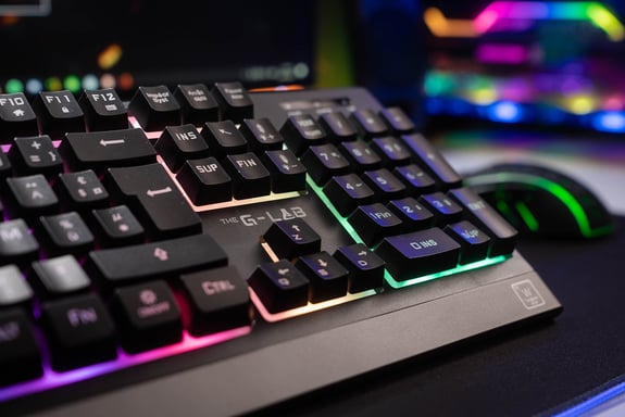 The G-Lab Keyz Tungsten teclado Juego RF inalámbrico AZERTY Francés Negro, Plata