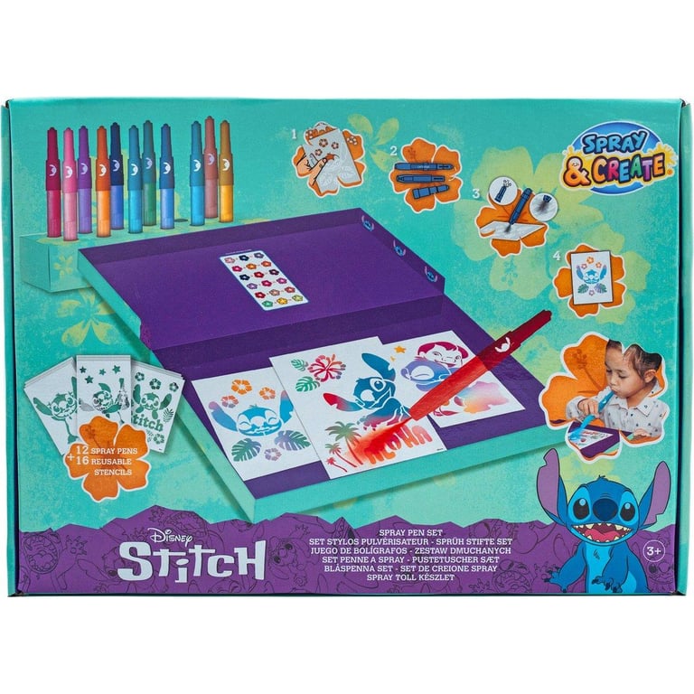 Coffret Créatif Lilo Et Stitch Plastique 16 Pochoirs 12 Feutres Mercier - vue 3