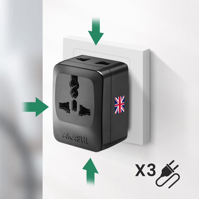 Adaptateur de Voyage Prise Type G UK HK Singapour 3 sorties Neuf - vue 3