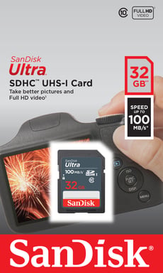 SanDisk Ultra 32GB SDHC Mem Card 100MB/s 32GB UHS-I Classe 10