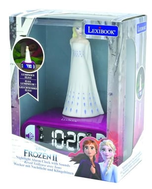 Reloj despertador con luz nocturna 3D Lexibook Snow Queen Elsa y efectos de sonido