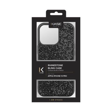 Custodia Bling Strass per Apple iPhone 13 Pro, nero notte