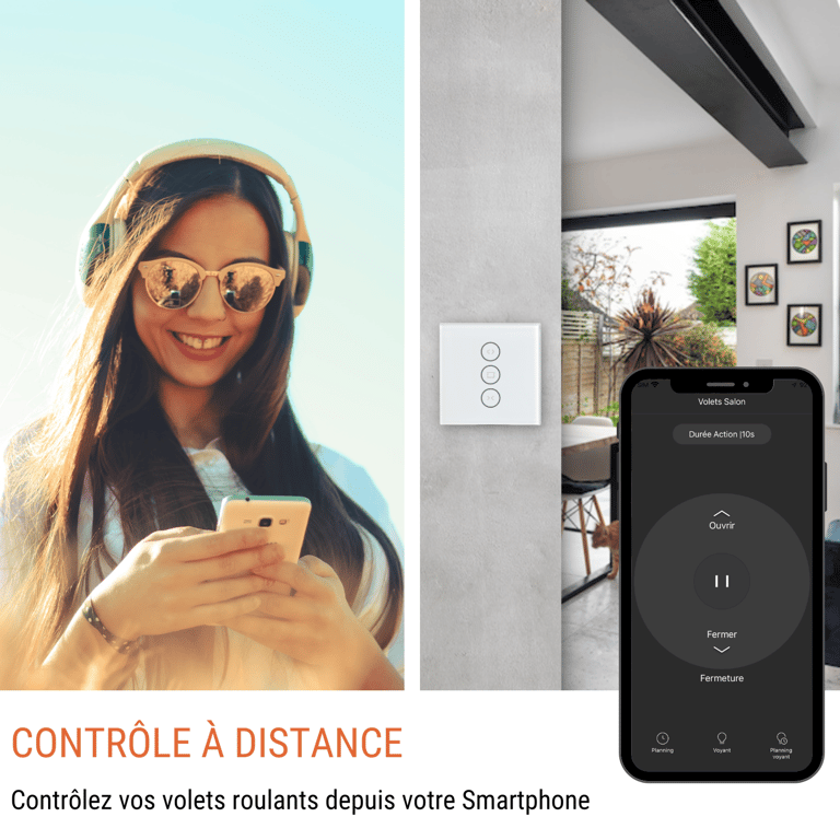 Interrupteur Wi Fi + Bluetooth pour volets roulants Vollo Max 3 Neuf - vue 3