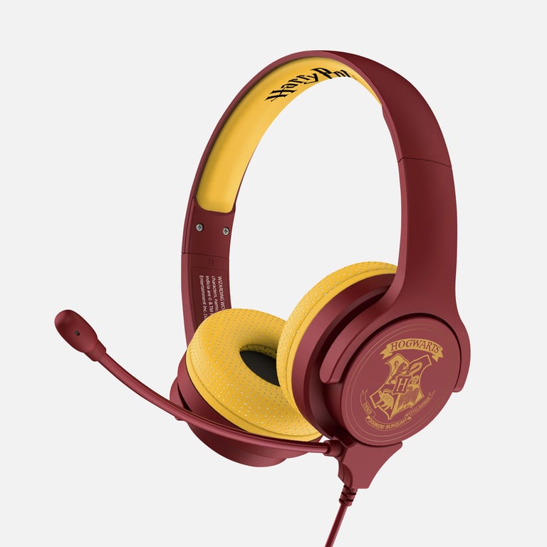 OTL Technologies Harry Potter Hogwarts Crest Casque Avec fil Arceau Jouer Bourgogne Jaune Neuf