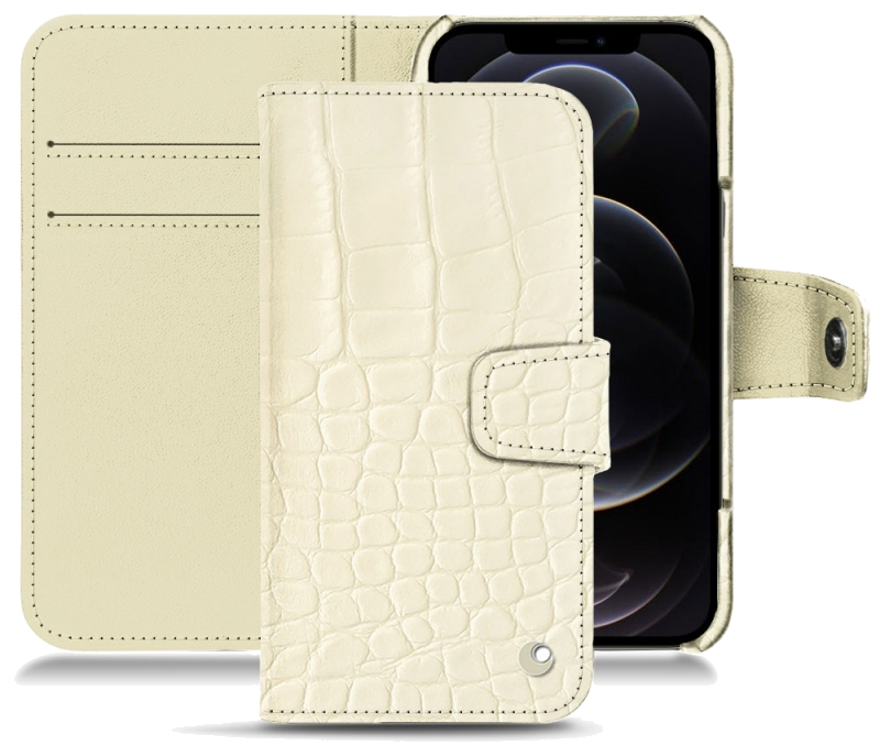 Housse cuir Apple iPhone 12 Pro - Rabat horizontal portefeuilleBlanc