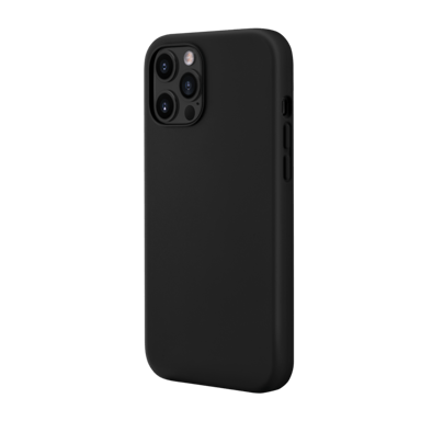 (O) Custodia antiurto in silicone gel morbido per Apple iPhone 12 Pro Max, nero satinato