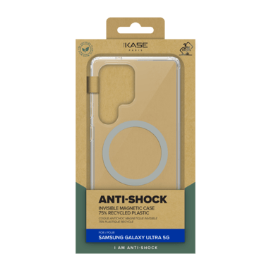 Custodia magnetica antiurto invisibile realizzata con il 75% di plastica riciclata per Samsung Galaxy S25 Ultra 5G, trasparente