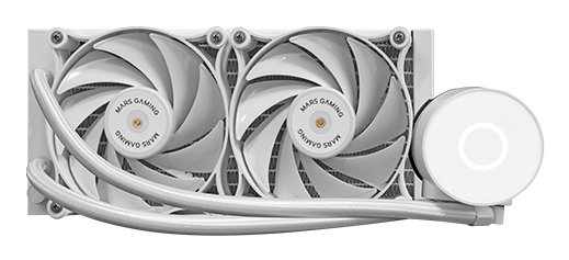 Mars Gaming ML-PRO240, Refrigeración Líquida CPU Profesional, TDP 450W, 2 Ventiladores FDB Ultra-silenciosos, Bomba Opti-Chamber con Anillo de Iluminación Blanco, Multisocket Universal, Blanco