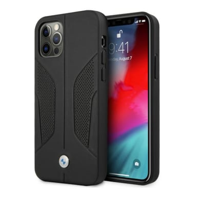 Funda BMW para iPhone 12 Pro Max 6.7'' Negro Laterales de piel perforada