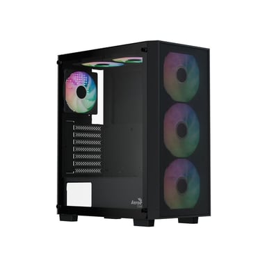 Boîtier PC AEROCOOL B509A Flow ACCM-BD02063.11 Moyen tour ATX, panneau en verre trempé, 6 ventilateurs A-RGB, façade mesh, noir