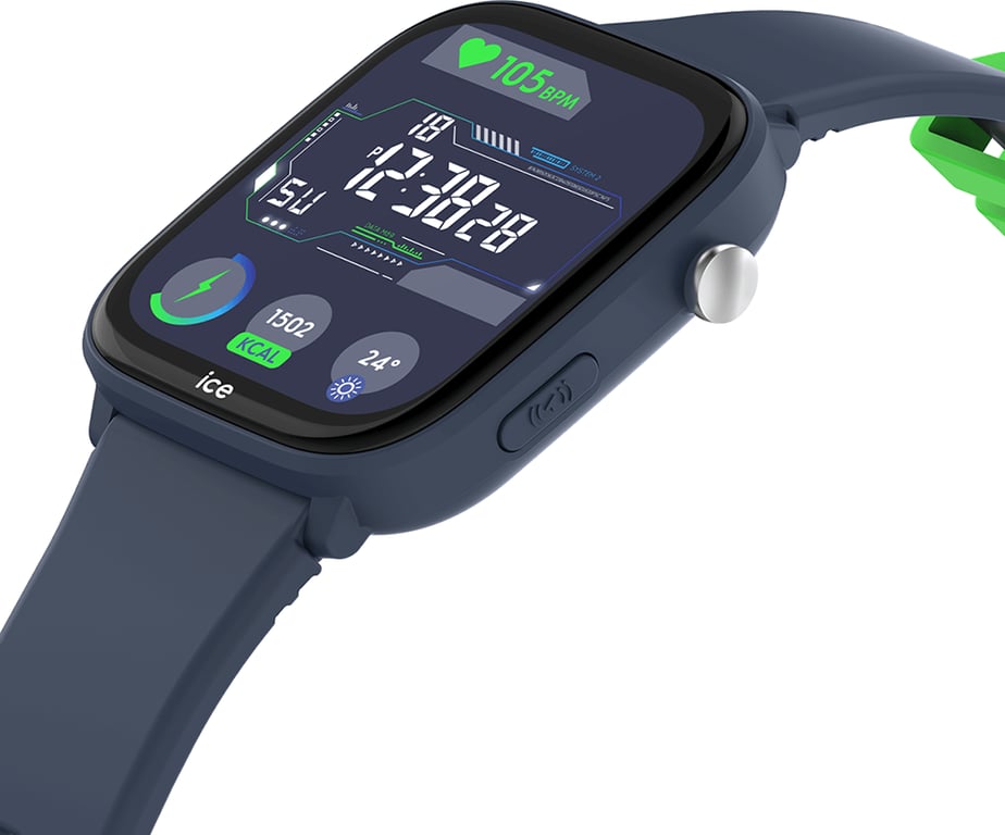 Montre connectée ICE SMART Junior 3.0 Find My Rectangulaire avec Bracelet Silicone Bleu Ice Watch - Neuf