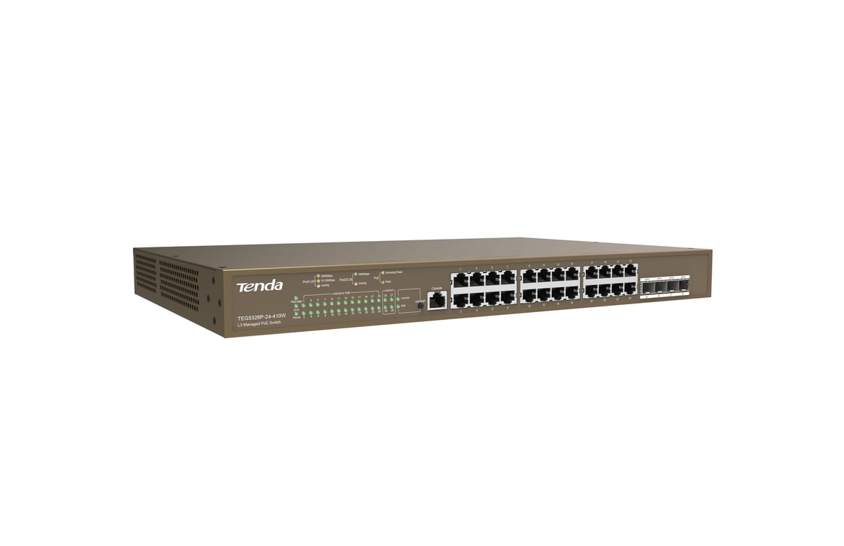Tenda TEG5328P 24 Géré L3 Gigabit Ethernet 101001000 Connexion Ethernet supportant 'alimentation via ce port PoE 1U Neuf