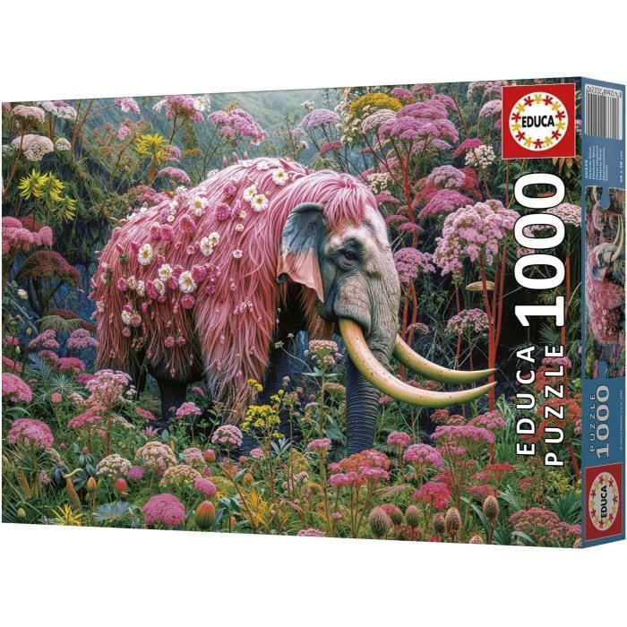 Puzzle EDUCA Éléphant Fleuri 1000 pièces 48x68 cm Pour adultes Animaux - vue 3