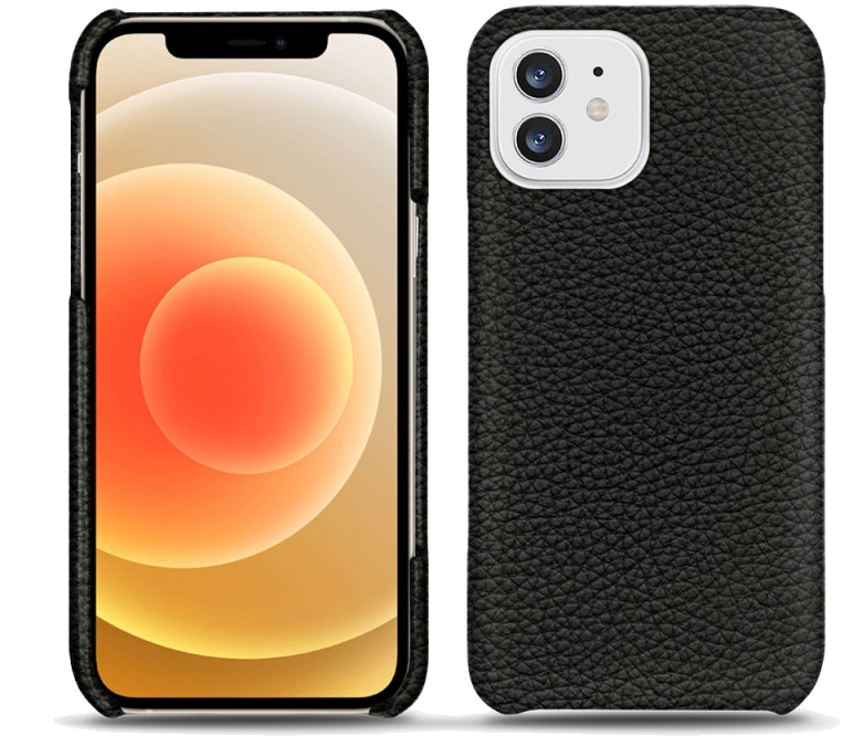 Coque cuir Apple iPhone 12 - Coque arrièreNoir