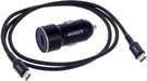 Kit cargador de coche USB-C AUTO-T 540225 20W (5A) 12/24V + cable USB-C 1m antracita
