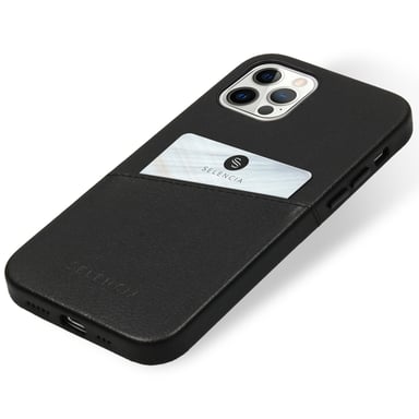 Selencia Coque arrière en cuir végan Vayu pour Apple iPhone 12 (Pro) - Noir