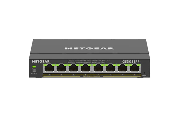 NETGEAR GS308EPP Gestionado L2/L3 Gigabit Ethernet (10/100/1000) Energía sobre Ethernet (PoE) Negro