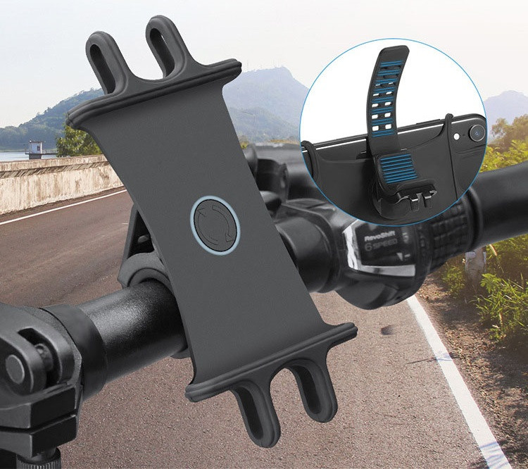 Support Vélo Silicone pour Smartphone Guidon GPS Moto Poussette VTT Rotatif  Universel (NOIR) - Shot Case