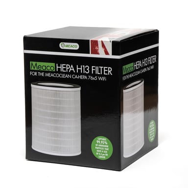 MEACO MeacoClean CA-HEPA 76x5, Filtro di Ricambio H13 HEPA, Purificatore d'Aria, Elimina il 99,97% delle Particelle, Pre-filtro e Filtro al Carbone Attivo, per MeacoClean, Bianco