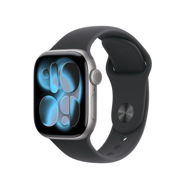 Watch Series 11 (2025) GPS + Cellular  Boitier de 42mm en Aluminium Gris sidéral avec Black Sport Band - S/M - Neuf
