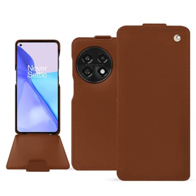 Housse cuir OnePlus 11 -  - Marron - Cuir lisse