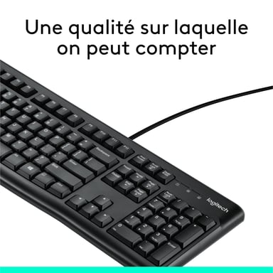 Logitech K120 Corded Keyboard teclado USB ratón incluido AZERTY Francés Negro