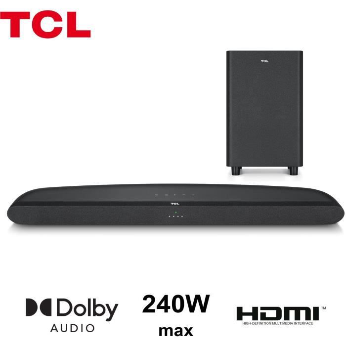 TCL TDS-6110 - Barre de son Home Cinéma 2.1 avec caisson de basses sans fil  - HDMI - 240W - Dolby Audio - Tcl