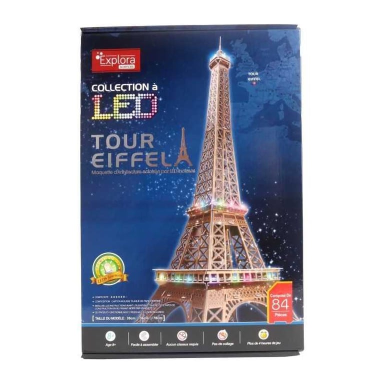 Maquette 3D EXPLORA Tour Eiffel Lumineuse LED 84 pièces À monter soi même - vue 4
