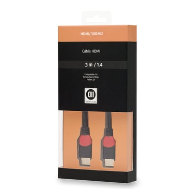 HDMI 1.4 M/M - Cable HD de alta velocidad de 3 m - Enchufes dorados