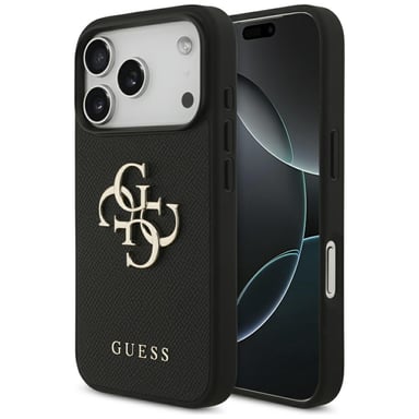 Custodia Guess Grained Big 4G & Classic Logo per iPhone 17 Pro nero