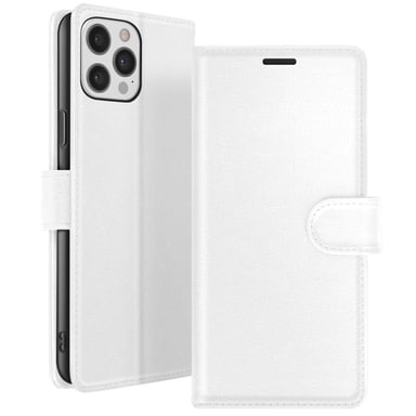 Zanaé Funda tipo cartera para iPhone 12 Pro Max con soporte y lengüeta magnética Blanco