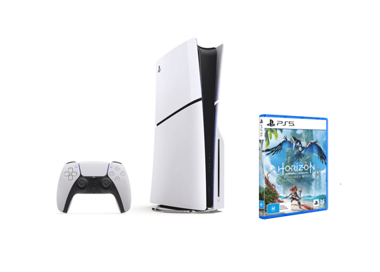 PS5 Slim & Horizon Forbidden West Pack - Consola de juegos Playstation 5 Slim (Estándar) 1Tb, Blanco