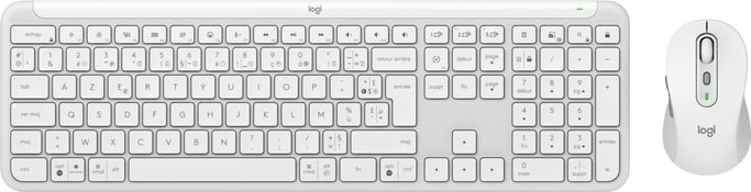 Logitech MK950 Signature Slim clavier Souris incluse Bureau RF sans fil + Bluetooth AZERTY Français Blanc