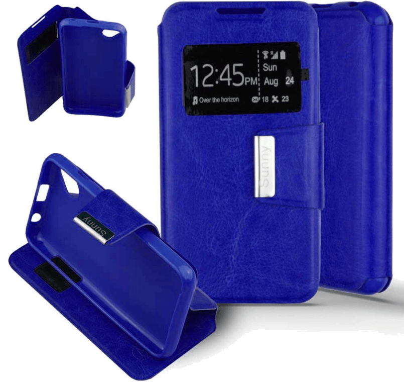 Etui Folio compatible Bleu Wiko Sunny