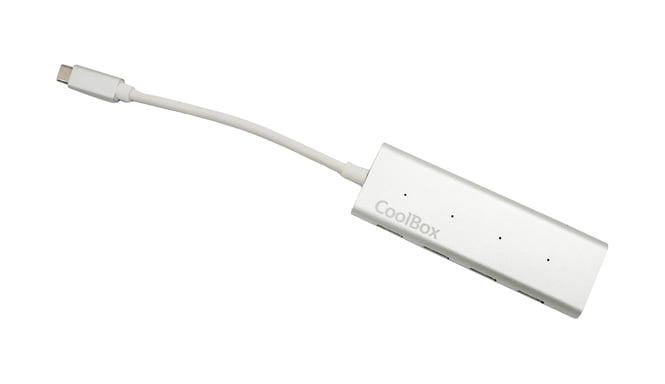 CoolBox COO-HUC4U3 hub de interfaz USB 3.2 Gen 1 (3.1 Gen 1) Type-C 5000 Mbit/s Aluminio