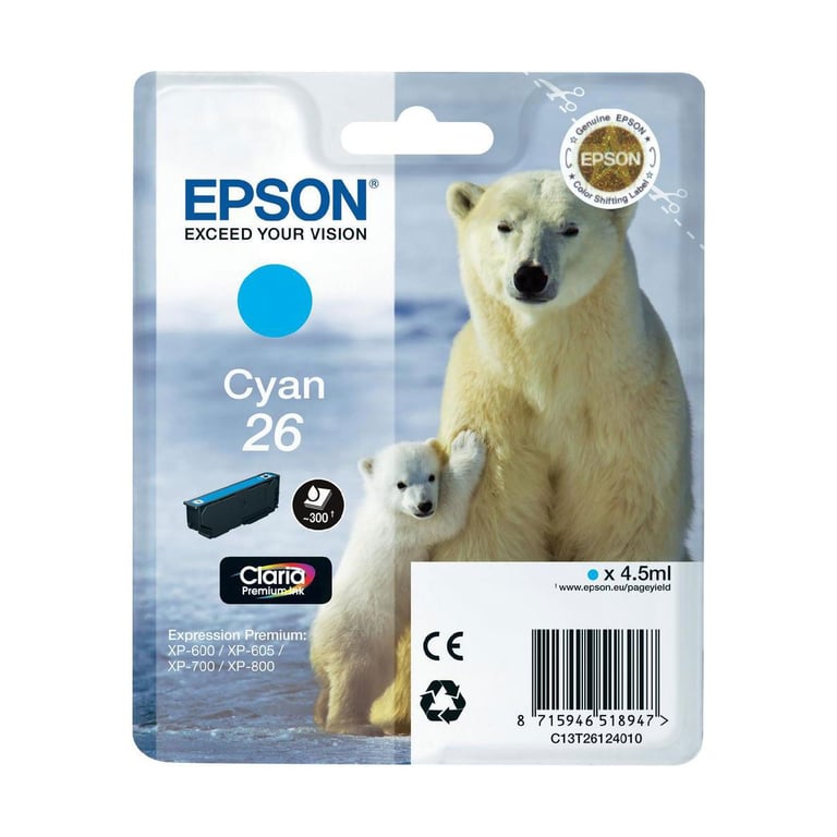 Epson Cartouche d'encre Cyan 26 T2612 - vue 3