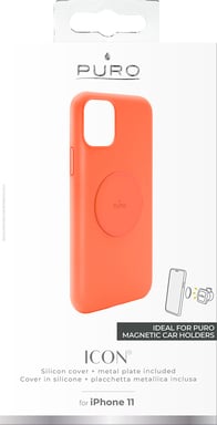 Icon Custodia magnetica in silicone arancione fluorescente per iPhone 11 Puro