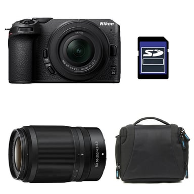 NIKON Z30 + Z 16-50 + Z 50-250 + Bolsa + Tarjeta SD de 8 GB