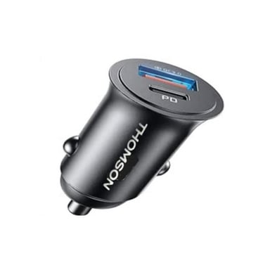Cargador de coche THOMSON Compacto USB-A 18W + USB-C PD 20W Negro